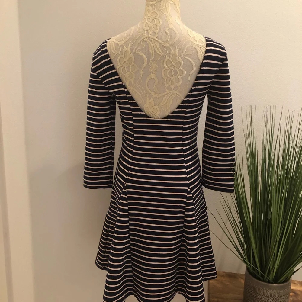 Free People Navy & Pale Pink Striped Fit & Flare - Picture 6 of 9